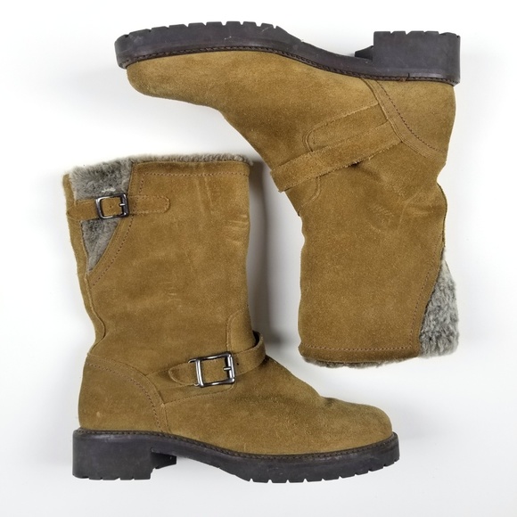 Cole Haan Suede Shearling Waterproof Boot 6B - Picture 2 of 6